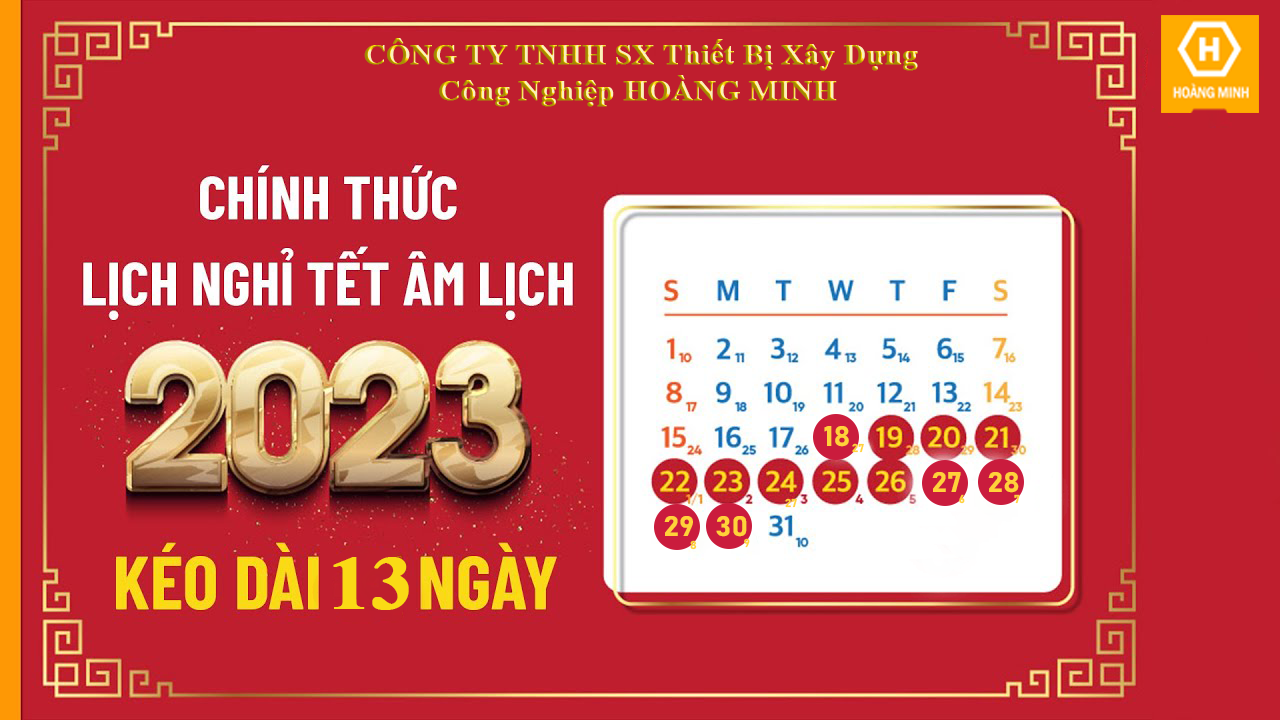 Hoàng Minh - Thông báo lịch nghỉ tết Quý Mão 2023 
